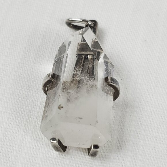 Gorgeous Large Crystal Quartz Pendant W/Sterling Silver 925 Crystal Holder - Picture 5 of 8